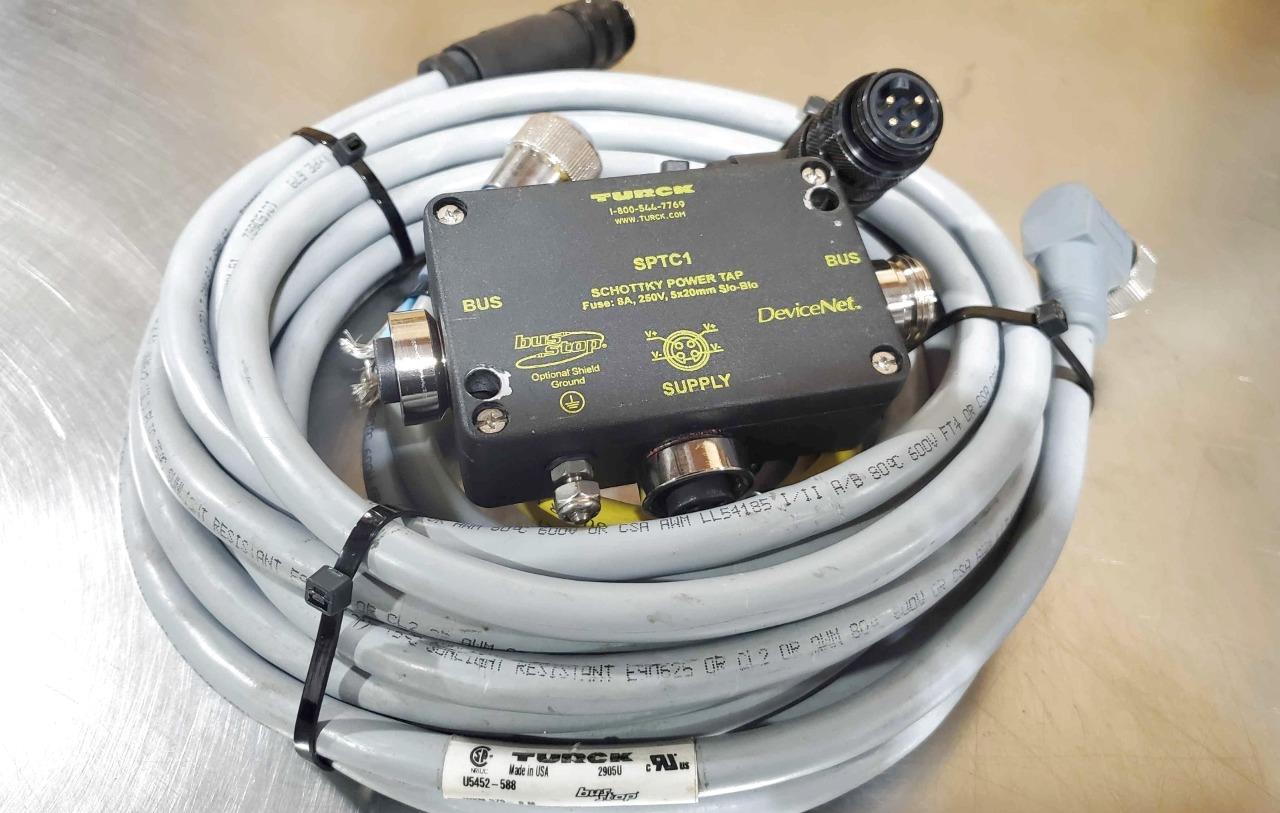 Turck SPTC1 Power Tap DeviceNet w/ U0133-134, U5452-588 Bus Stop Cables - Used - Image 21