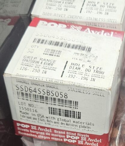 (100) POP SSD64SSBS058 Blind 3/16" Stainless Steel Rivets 0.125 - 0.250 Range - New - Image 6