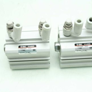 2 SMC CDQ2A40-25DC-F9BV Compact Pneumatic Cylinders / 40mm Bore x 25mm Stroke - Used