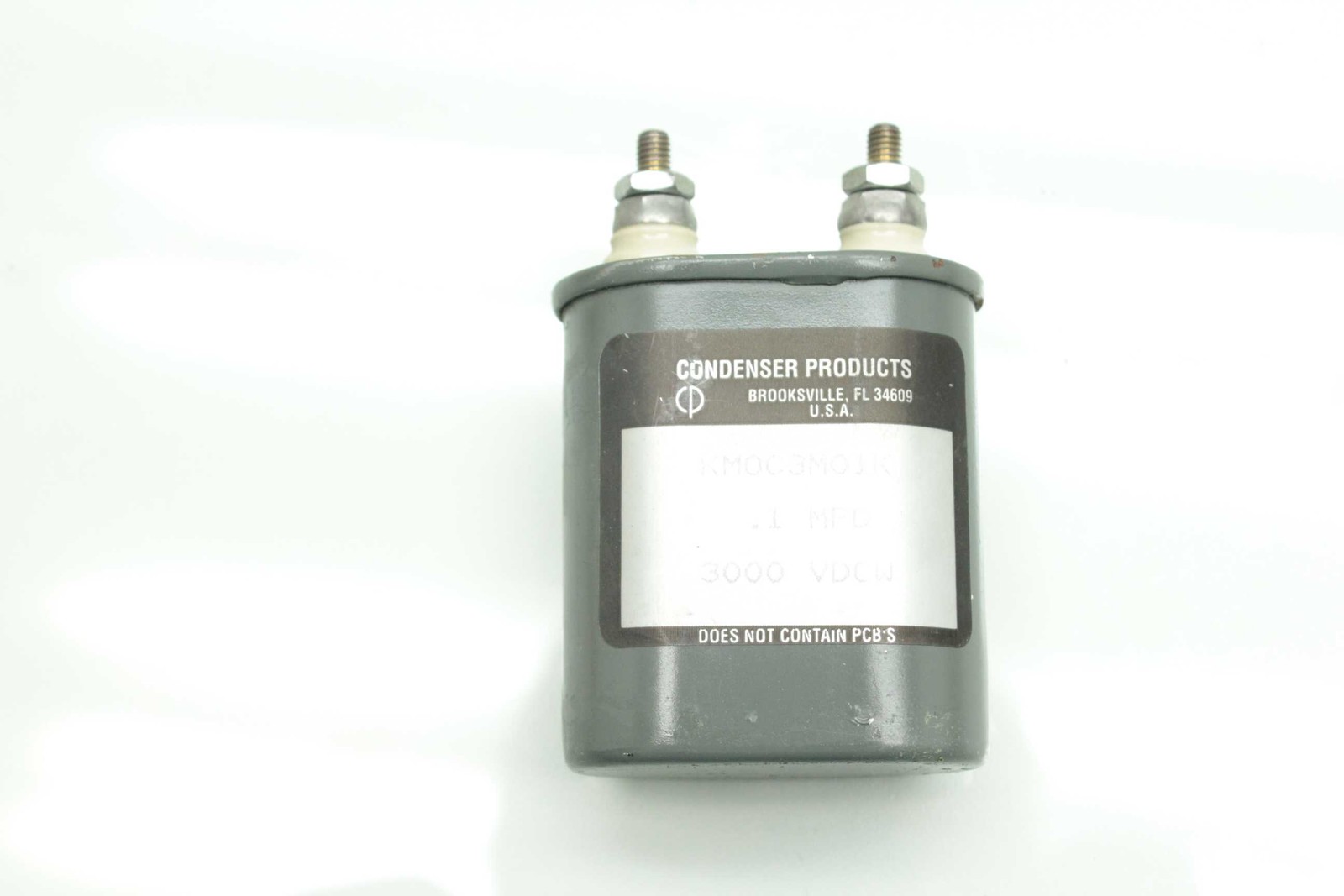 4 Condenser Products KMOC3MO1K Oil Filled Capacitor / 3000 VDCW / .1 MFD - Used - Image 3