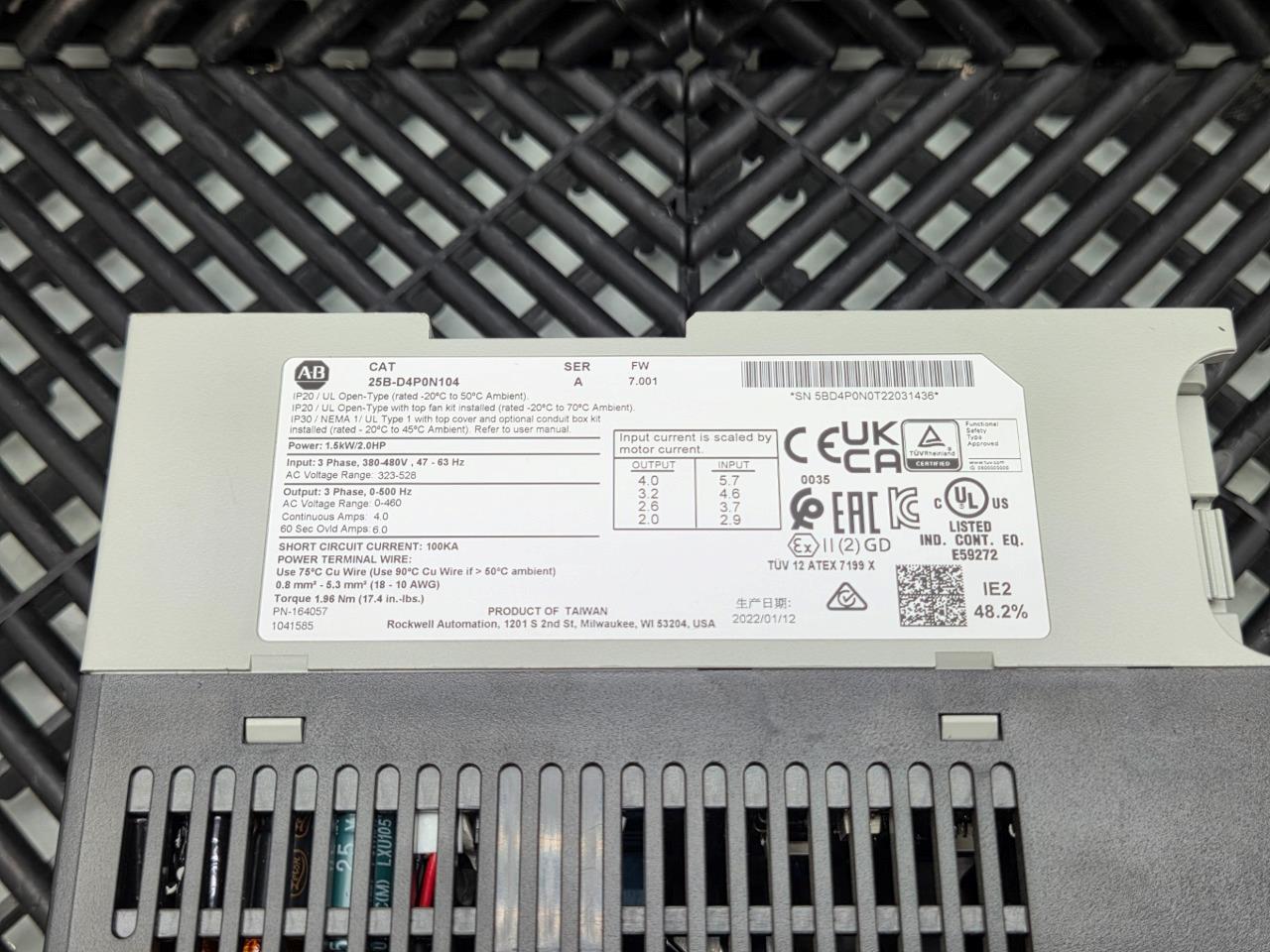 Allen-Bradley 25B-D4P0N104 Ser A PowerFlex 525 AC Drive 2HP w/ 25-COMM-E2P - New other (see details) - Image 18
