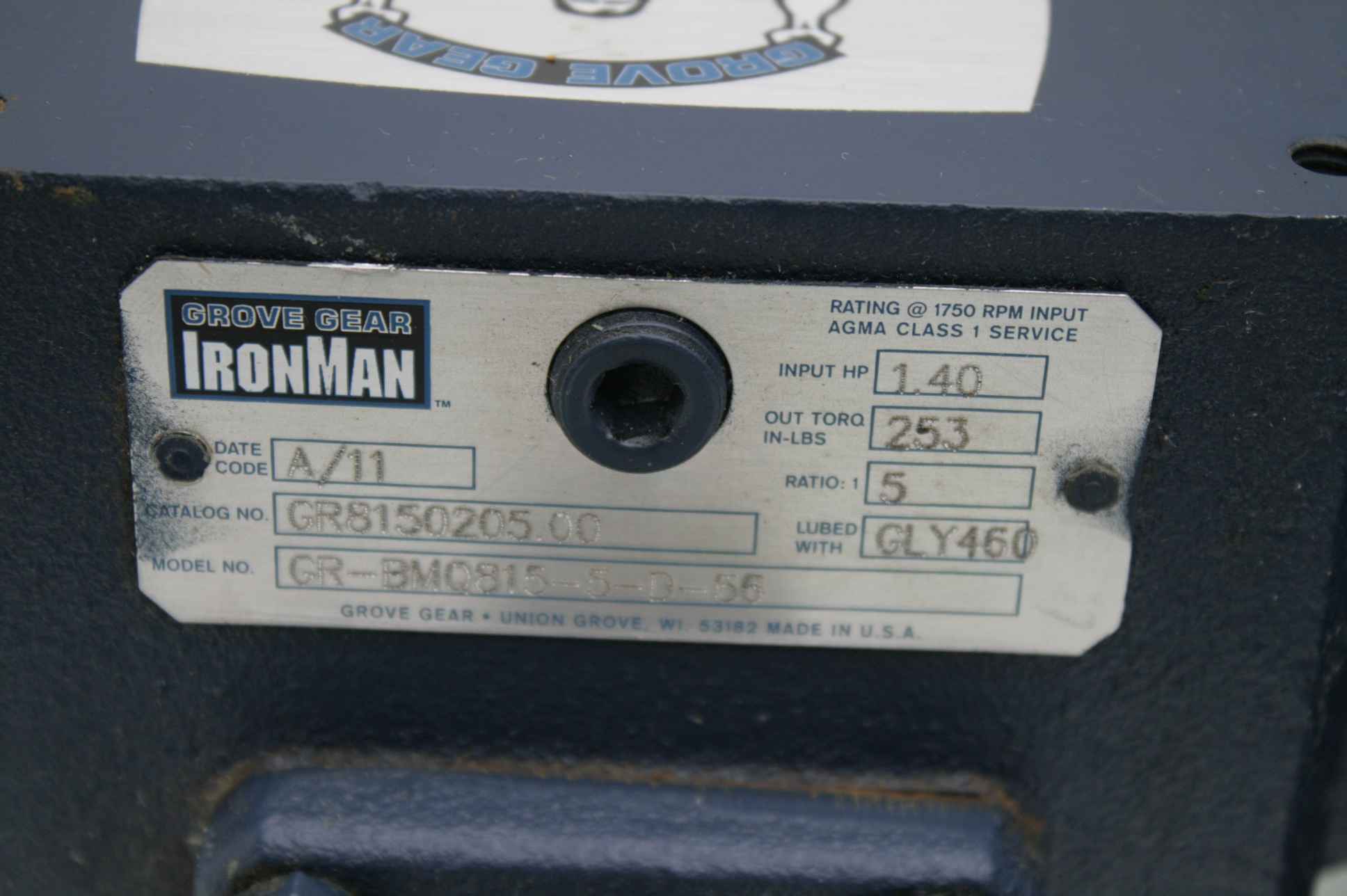 Leeson 1740 RPM 3PH Motor C6T17FC3K w/ IronMan Gear Reducer GR-BMQ815-5-0-56 - Used - Image 14