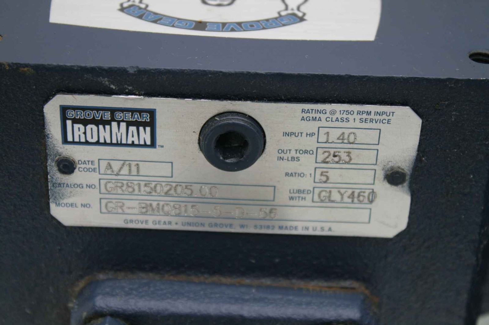 Leeson 1740 RPM 3PH Motor C6T17FC3K w/ IronMan Gear Reducer GR-BMQ815-5-0-56 - Used - Image 5