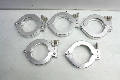 Lot of 5 Aluminum Sanitary Clamps 3 C Clamps Used 183193305043 22
