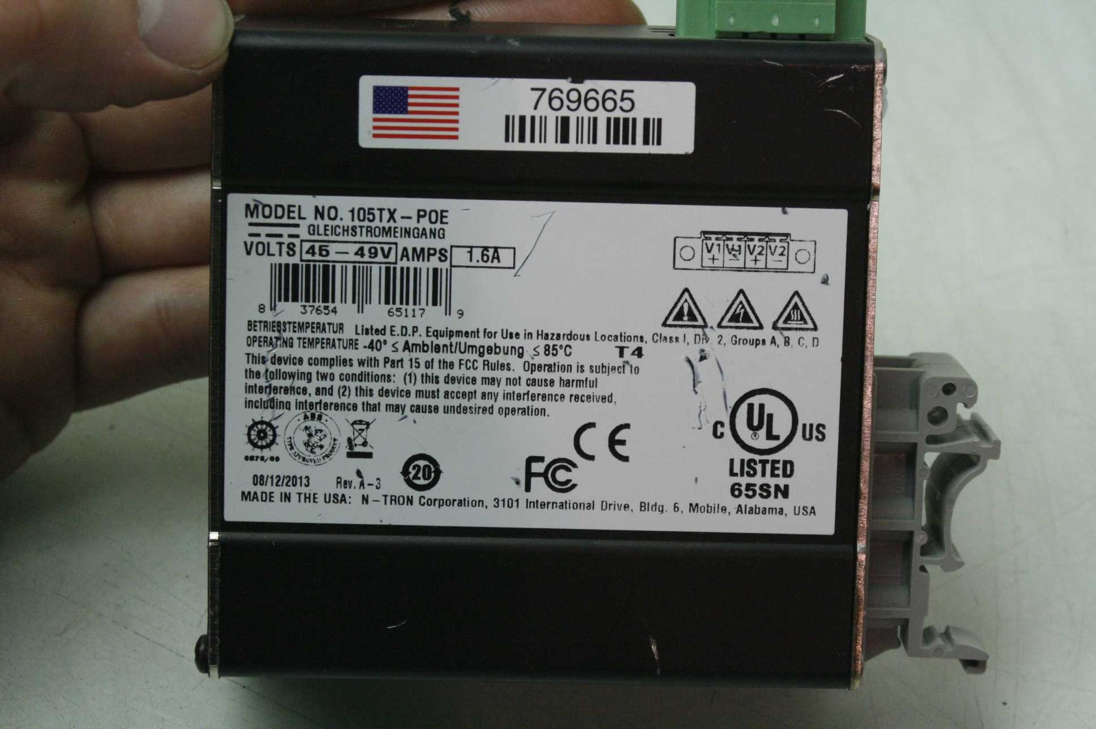 N-Tron 105TX-POE Industrial Unmanaged POE Ethernet Switch 5 Port - Used - Image 3