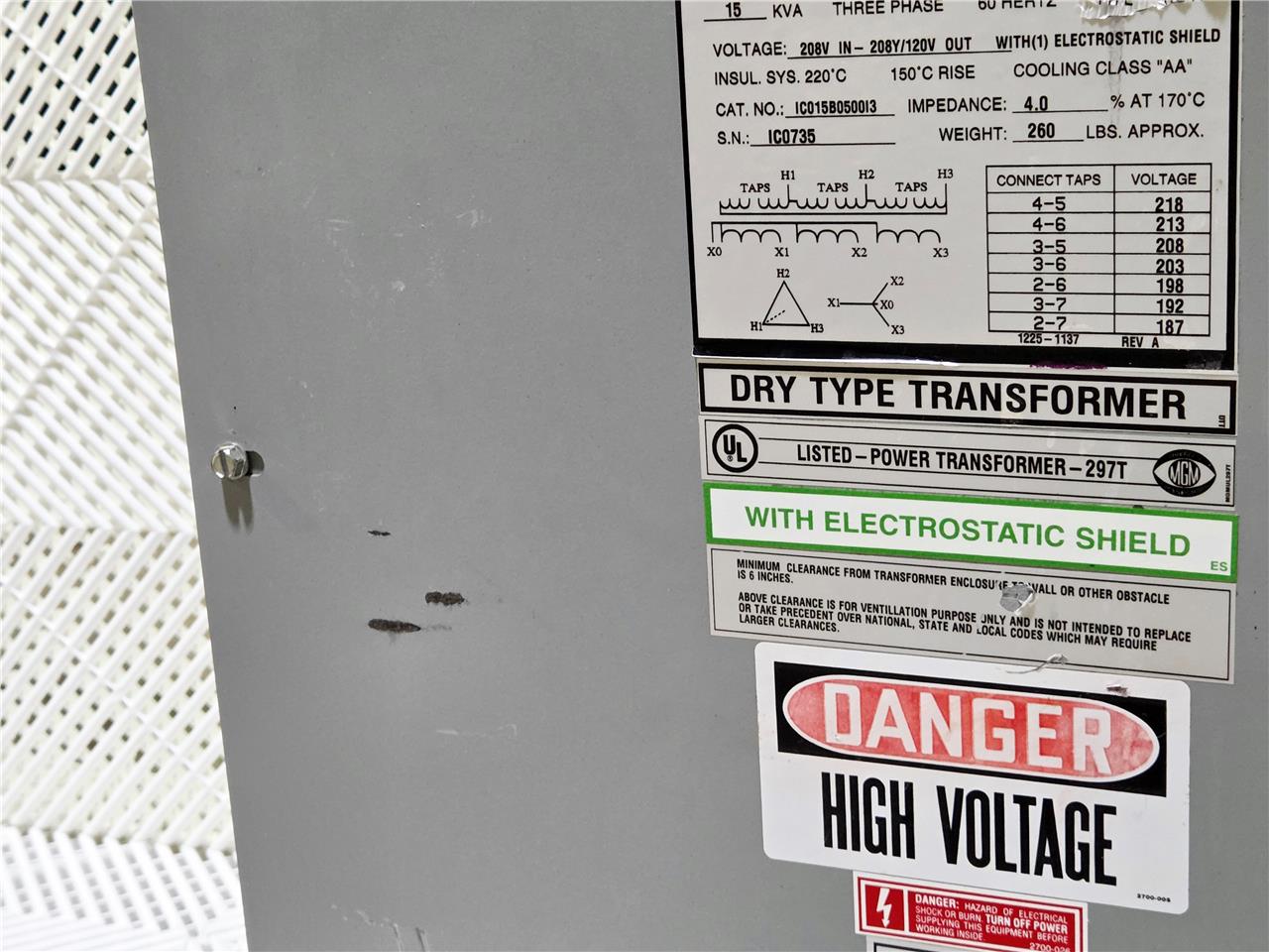 On-Line Power IC015B0500I3 Iso-Care 15KVA Dry Type Transformer 208V to 208Y/120V - Used - Image 21