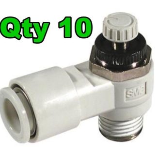SMC NAS4201F-N04-11S Speed Controller 1/2 NPT 3/8 Tube Elbow New Lot/10 - New