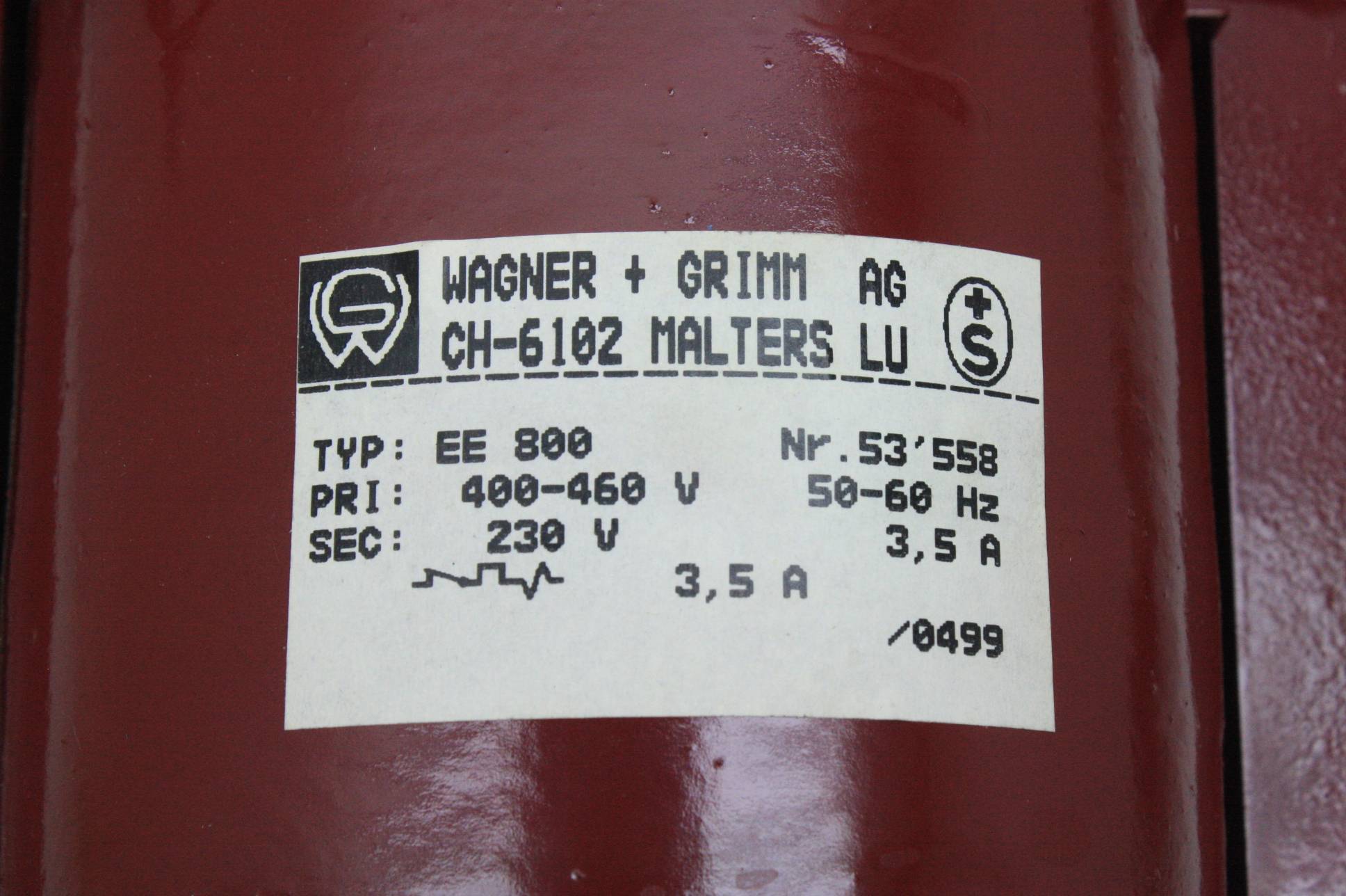 Wagner + Grimm Type EE-800 Transformer 800 VA / 400-460V to 230V - Used - Image 13