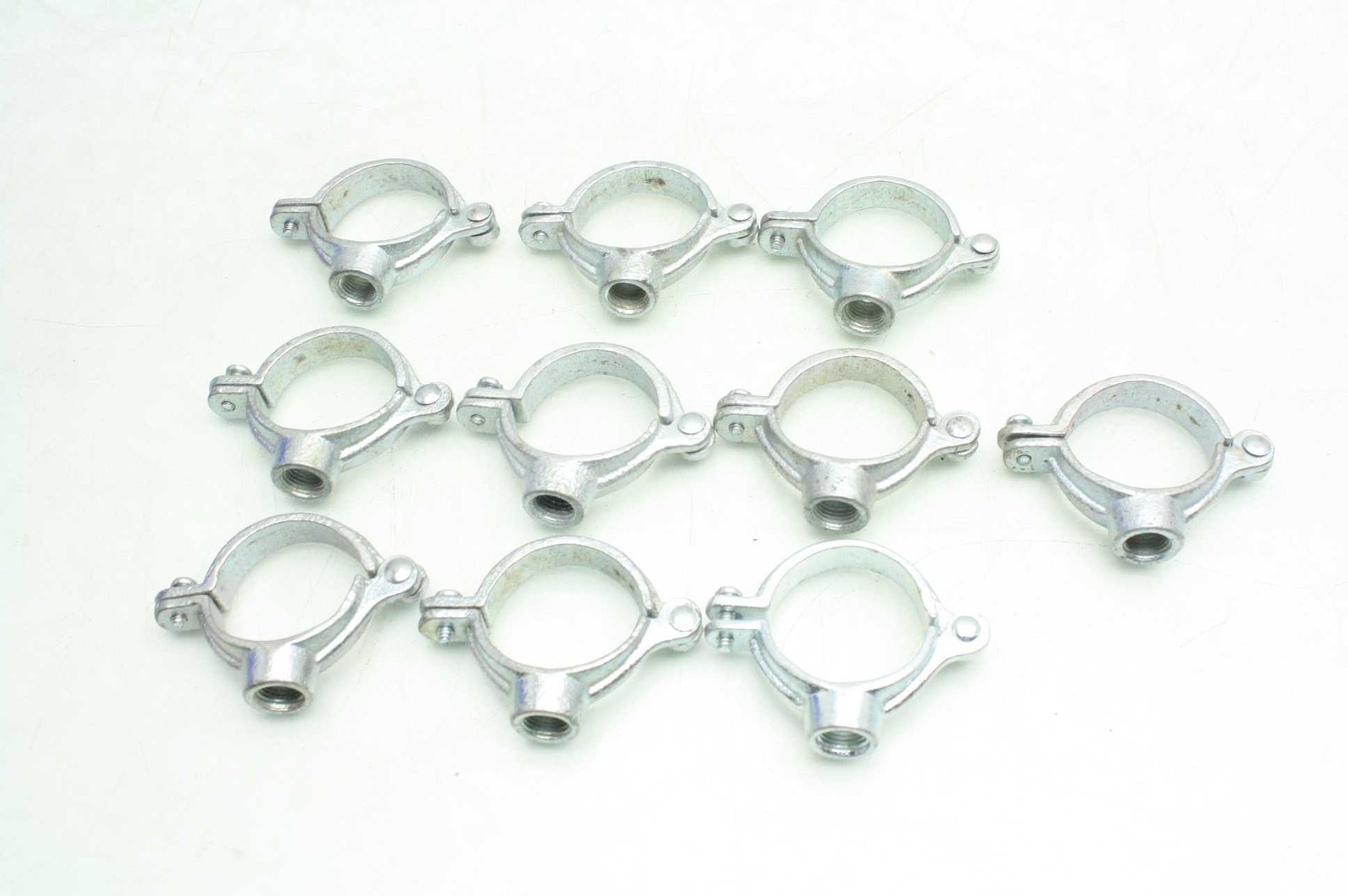 10 Steel 1-1/4" Hinged Threaded Rod Conduit / Pipe Hangers 1/2"-13 Threads - Used