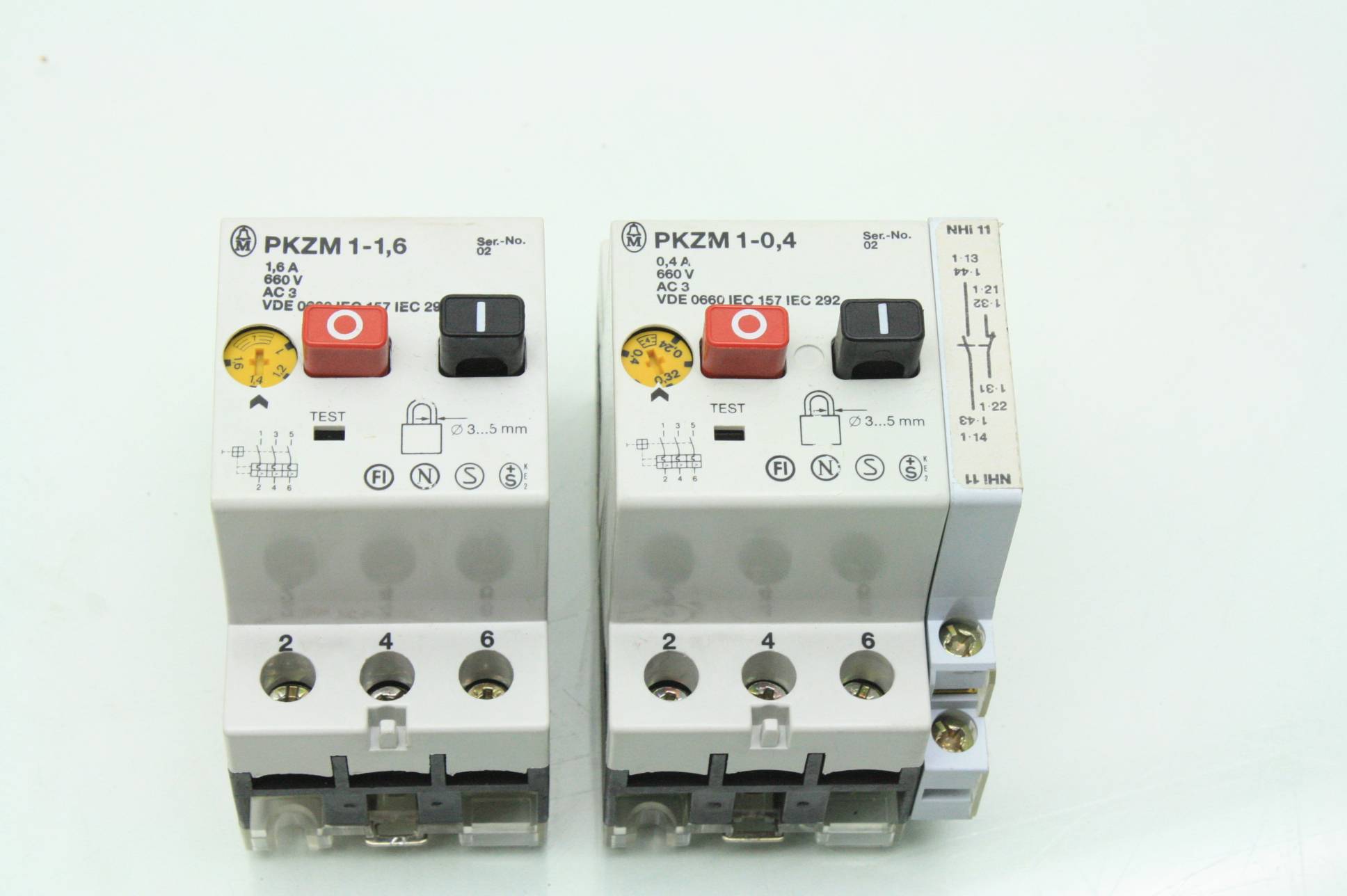 2 Klockner-Moeller PKZM1-1,6 / PKZM1-0,4 Motor Protector NHi11 Auxiliary Contact - Used - Image 11