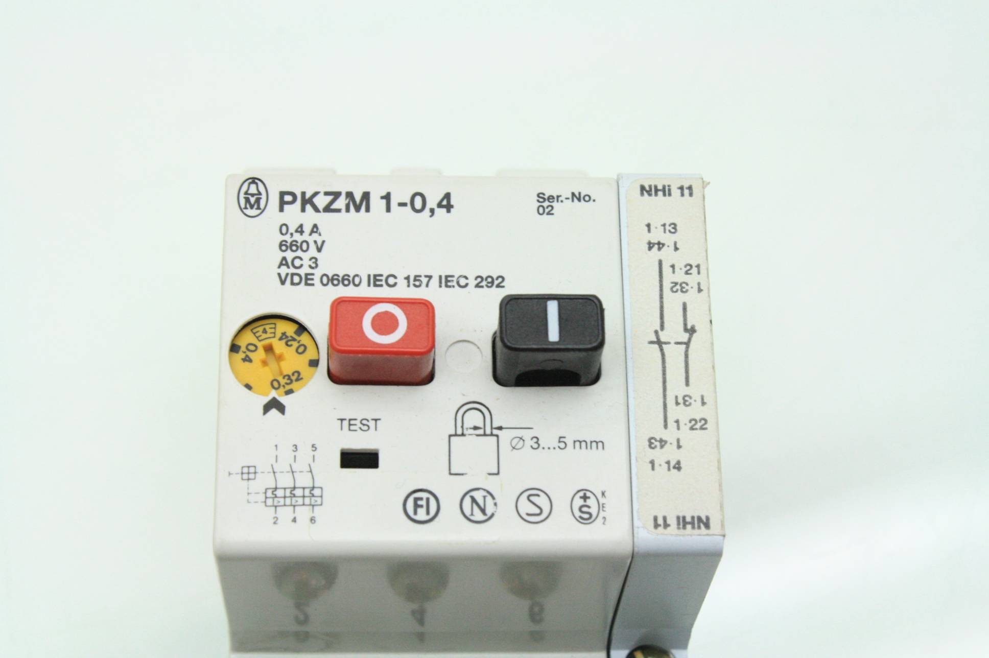 2 Klockner-Moeller PKZM1-1,6 / PKZM1-0,4 Motor Protector NHi11 Auxiliary Contact - Used - Image 13