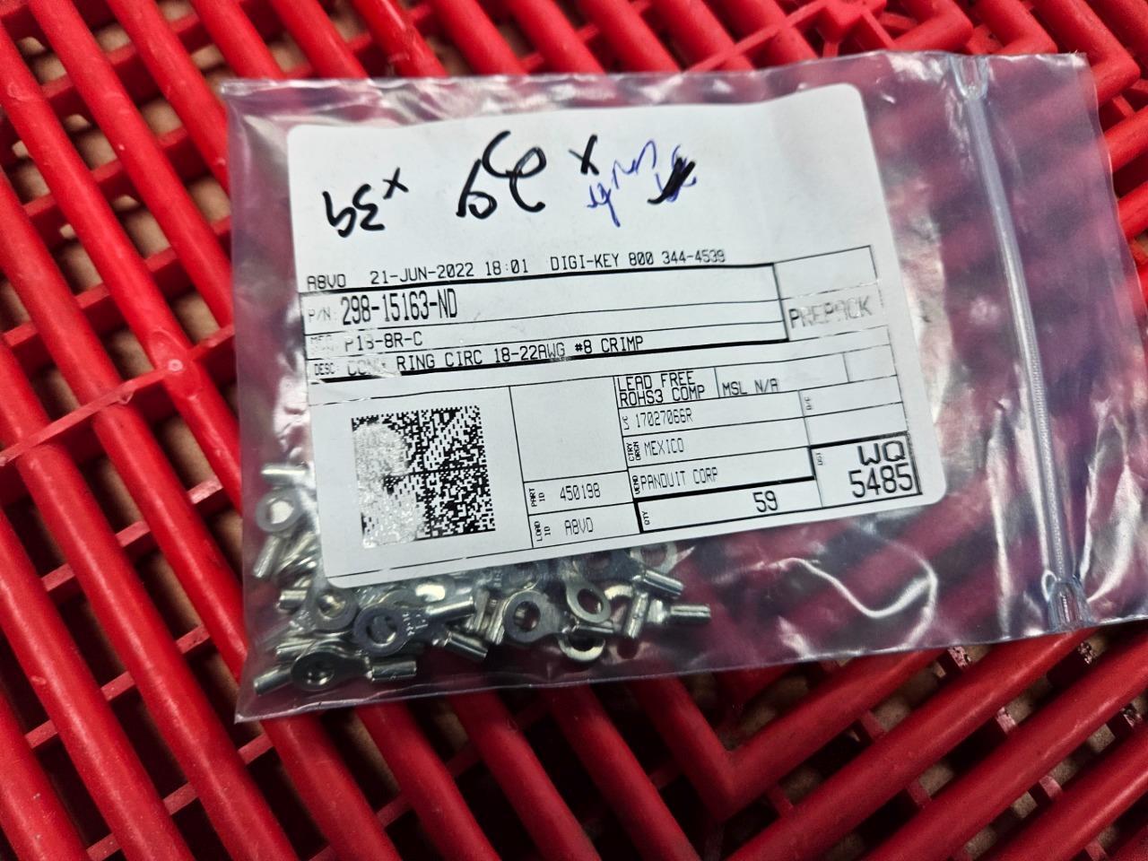(330) New Panduit P18-8R-C Ring Terminals #8 Stud x 22-18 AWG Non-Insulated - New - Image 3