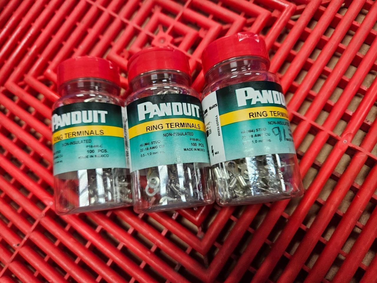 (330) New Panduit P18-8R-C Ring Terminals #8 Stud x 22-18 AWG Non-Insulated - New