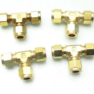 4 New Parker 6-6 JBZ-B Tube Union Tees / Brass / B-600-3 / 3/8" - New
