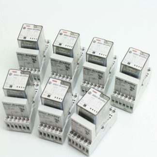 7 Allen Bradley 700-HA33Z24-4 Relays w/ 700-HSV1 Suppressors 700-HN203 Sockets - Used