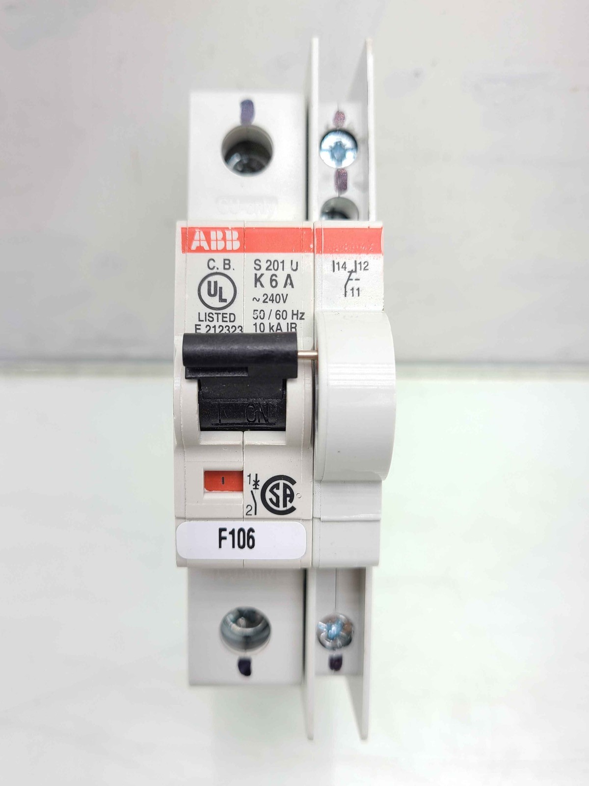 ABB S-201-U-K6A 1-Pole Circuit Breaker 240V S201U-K6 w/ S2C-H6RU - Used - Image 5