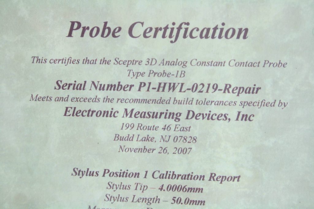 EMD Sceptre 3D Analog Constant Contact Measurement Probe 1B CMM ...