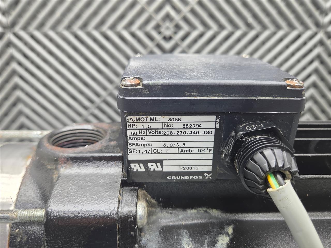 Grundfos CH4-50 AQQV Centrifugal Pump & ML80BB Motor 230/460VAC - Used - Image 20
