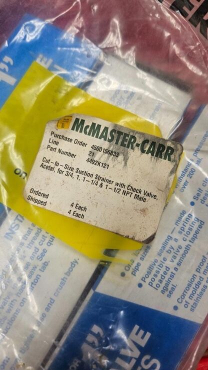 New Barnes McMaster 4492K121 Suction Strainer / Foot Valve 3/4" to 1-1/2" NPT - New - Image 3
