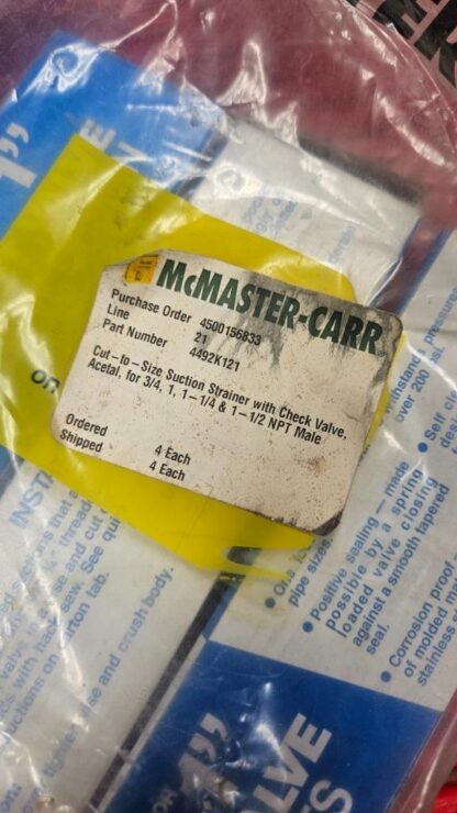 New Barnes McMaster 4492K121 Suction Strainer / Foot Valve 3/4" to 1-1/2" NPT - New - Image 8