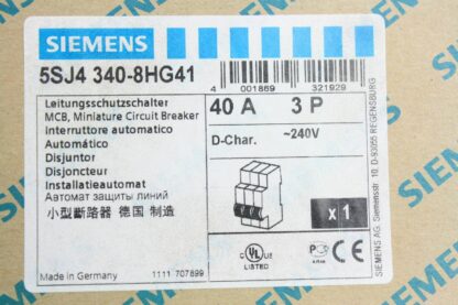 New Siemens 5SJ4340-8HG41 Circuit Breaker 3 Pole / 40A / 240V - New - Image 3