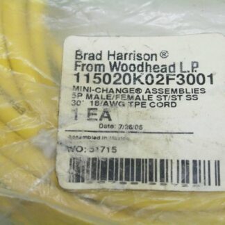 New  Woodhead 115020K02F3001 Mini-Change Cordset 30' 5P Male / Female 1300101156 - New