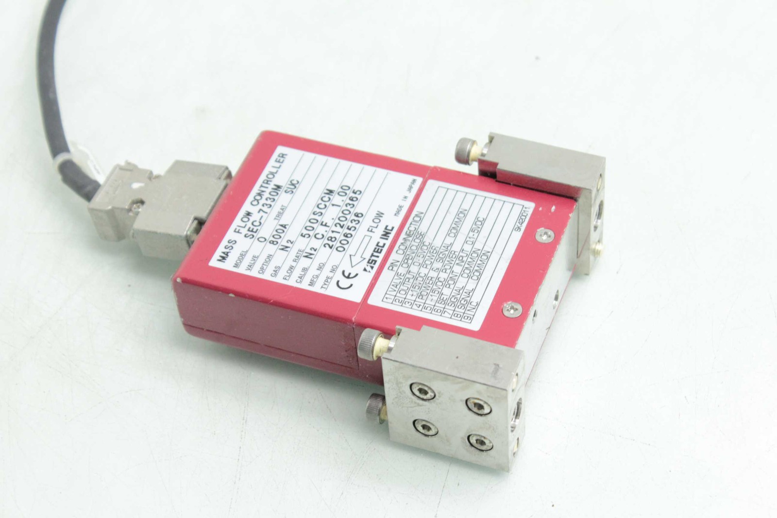 Stec SEF-7330 Mass Flow Controller / 500SCCM Flow Rate / for N2 Nitrogen - Used - Image 3