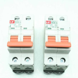 2 LS BKM-b Circuit Breakers, 2A, AC 220-380 V, 2 Pole - Used