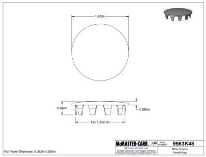 25 New 9563K48 Nickle Plated Snap In Panel Plugs for 1-1/4" ID - New - Image 12
