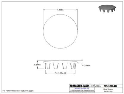 25 New 9563K48 Nickle Plated Snap In Panel Plugs for 1-1/4" ID - New - Image 6