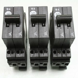 3 Allen Bradley 1492-GS2G Circuit Breakers / 10-15A / 2 Pole - Used
