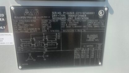 ABB Dry Type Substation MV Transformer 24.9 kV to 480Y/277V, up to 6750 kVA - New other (see details) - Image 4