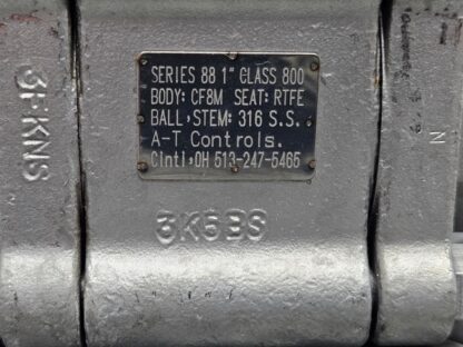 AT Controls Series 88 1" 316 Stainless Ball Valve RTFE Seat, WOG 800 PSI CF8M - Used - Image 7