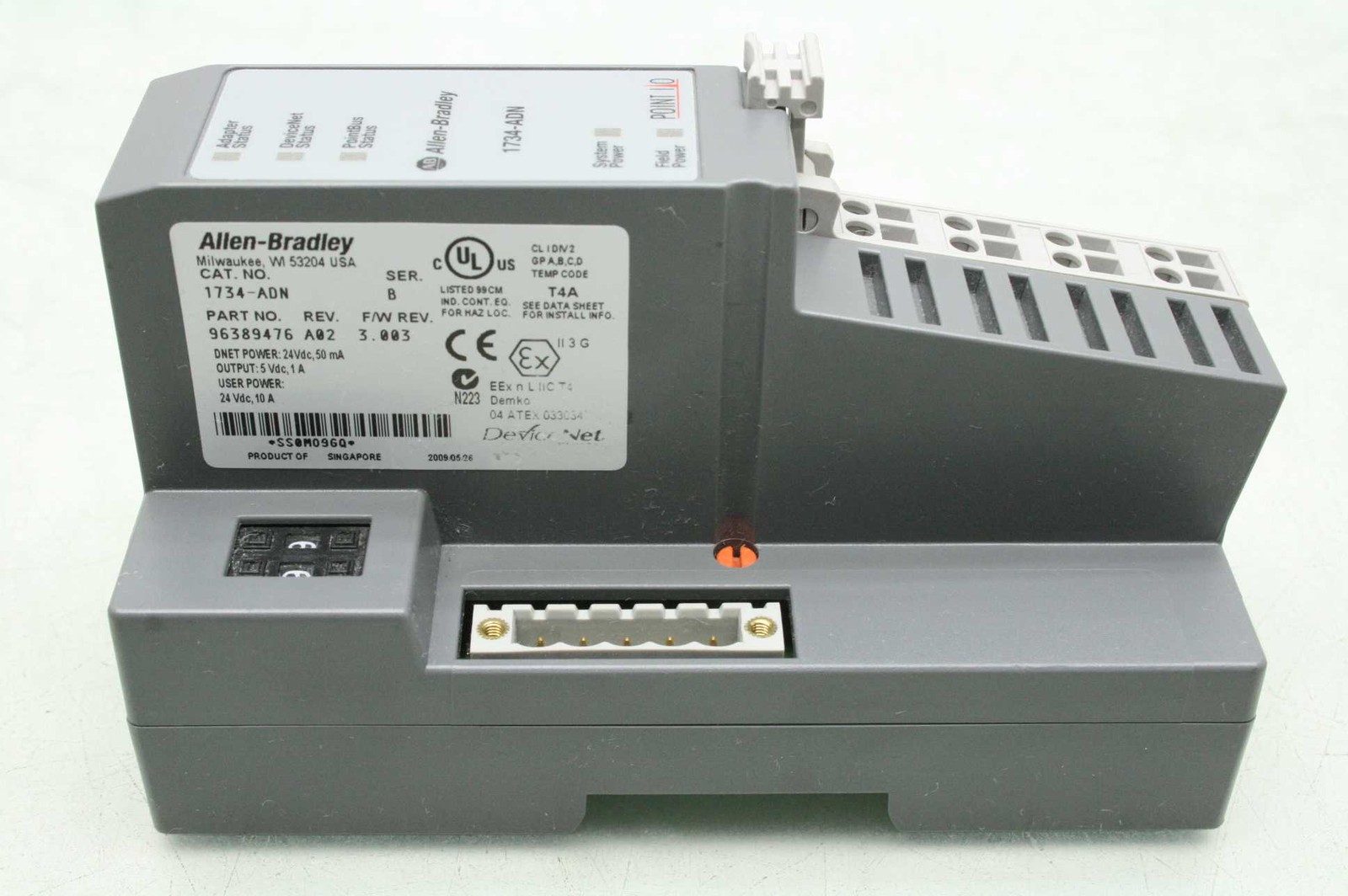 Allen Bradley Point I/O 1734-ADN DeviceNet Adapter, 24VDC, DIN Mount - Used - Image 3