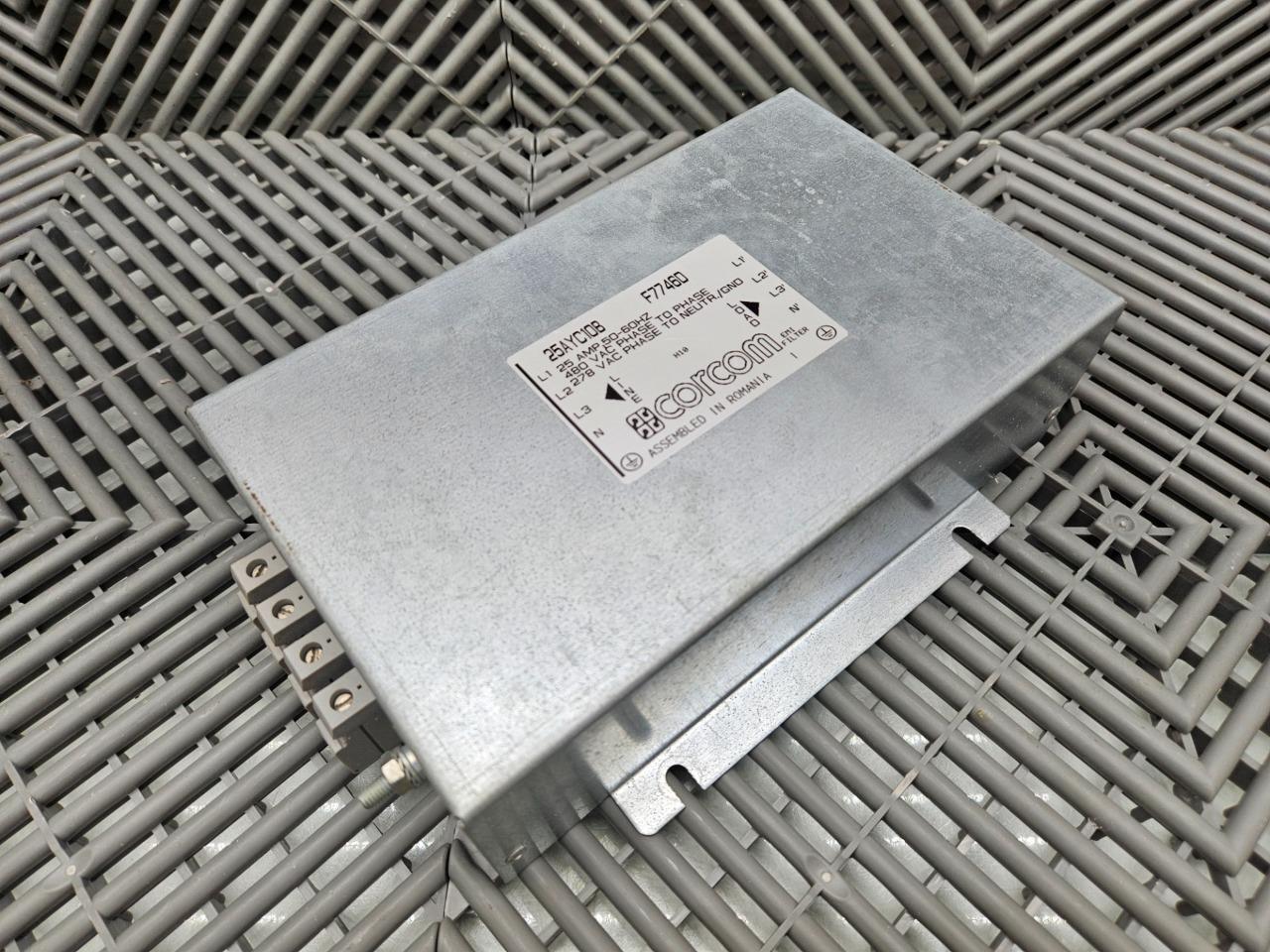 Corcom 25AYC10B Filter Power Line 25A 480 VAC Ph-Ph, 278 VAC Ph-Neutral - Used