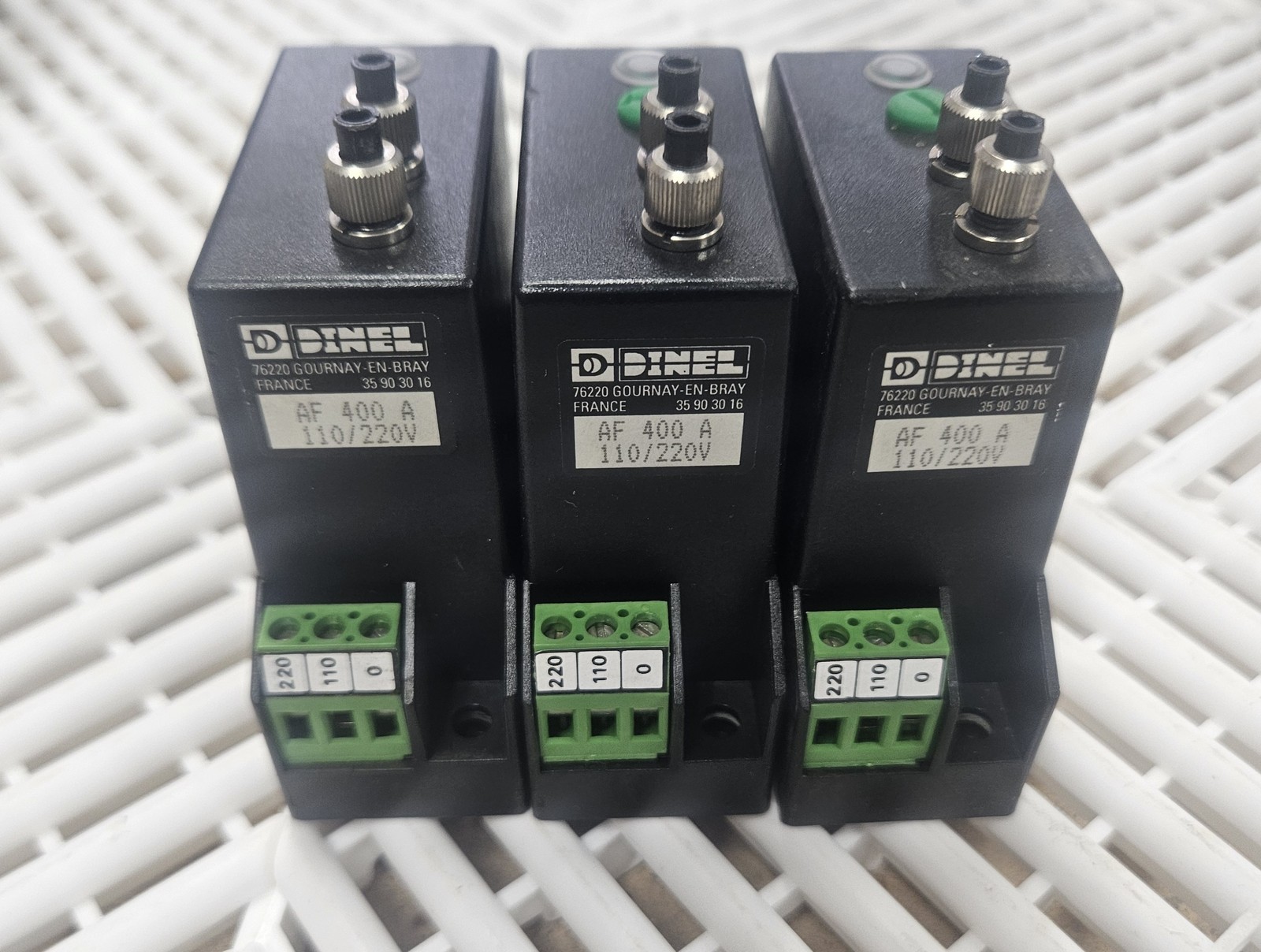 Dinel AF 400 A Fiber Optic Photoelectric Amplifier 110/220V Relay (Lot of 3) - Used