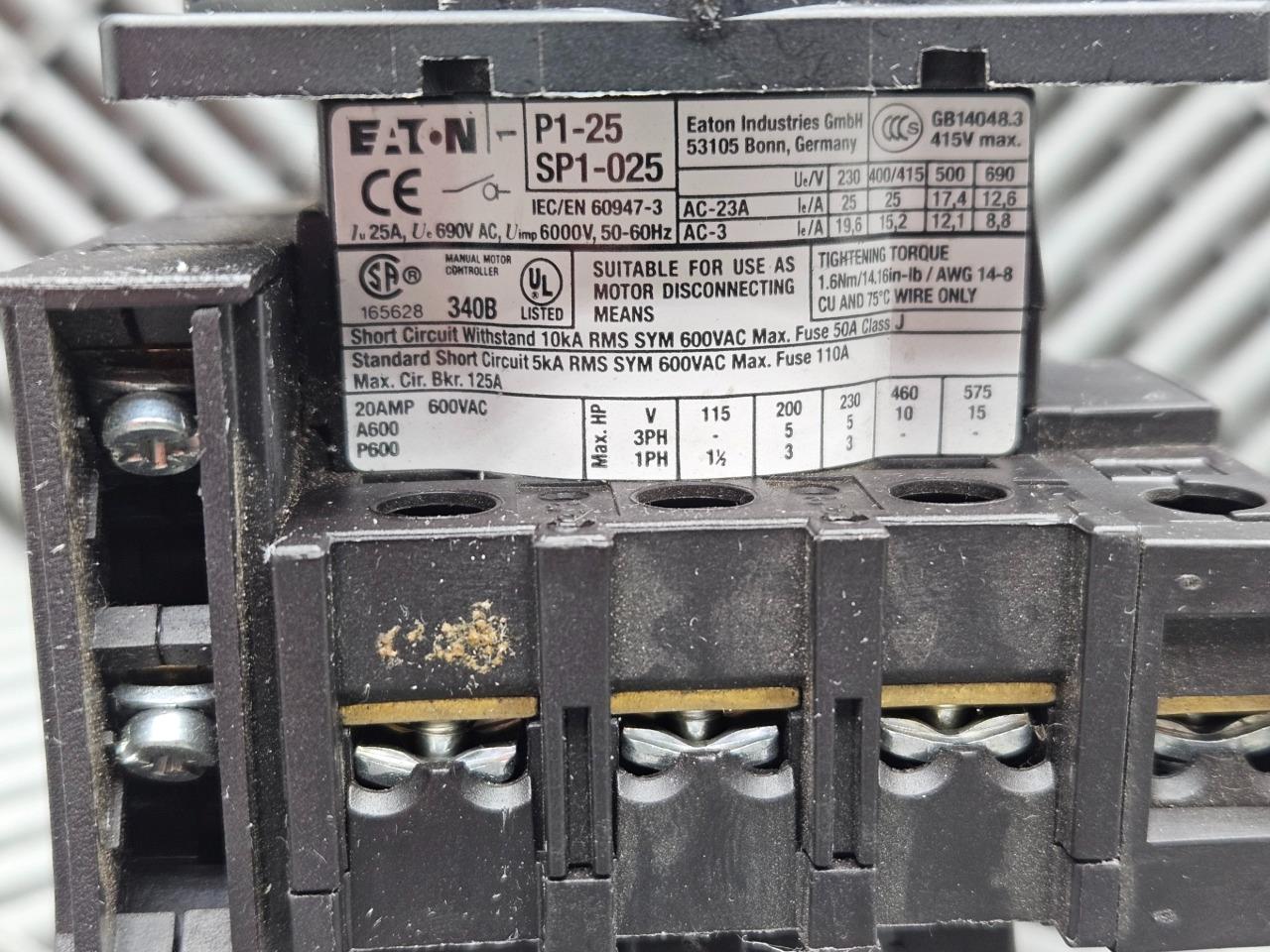 Eaton P1-25 SP1-025 Main Disconnect Switch - Used - Image 17