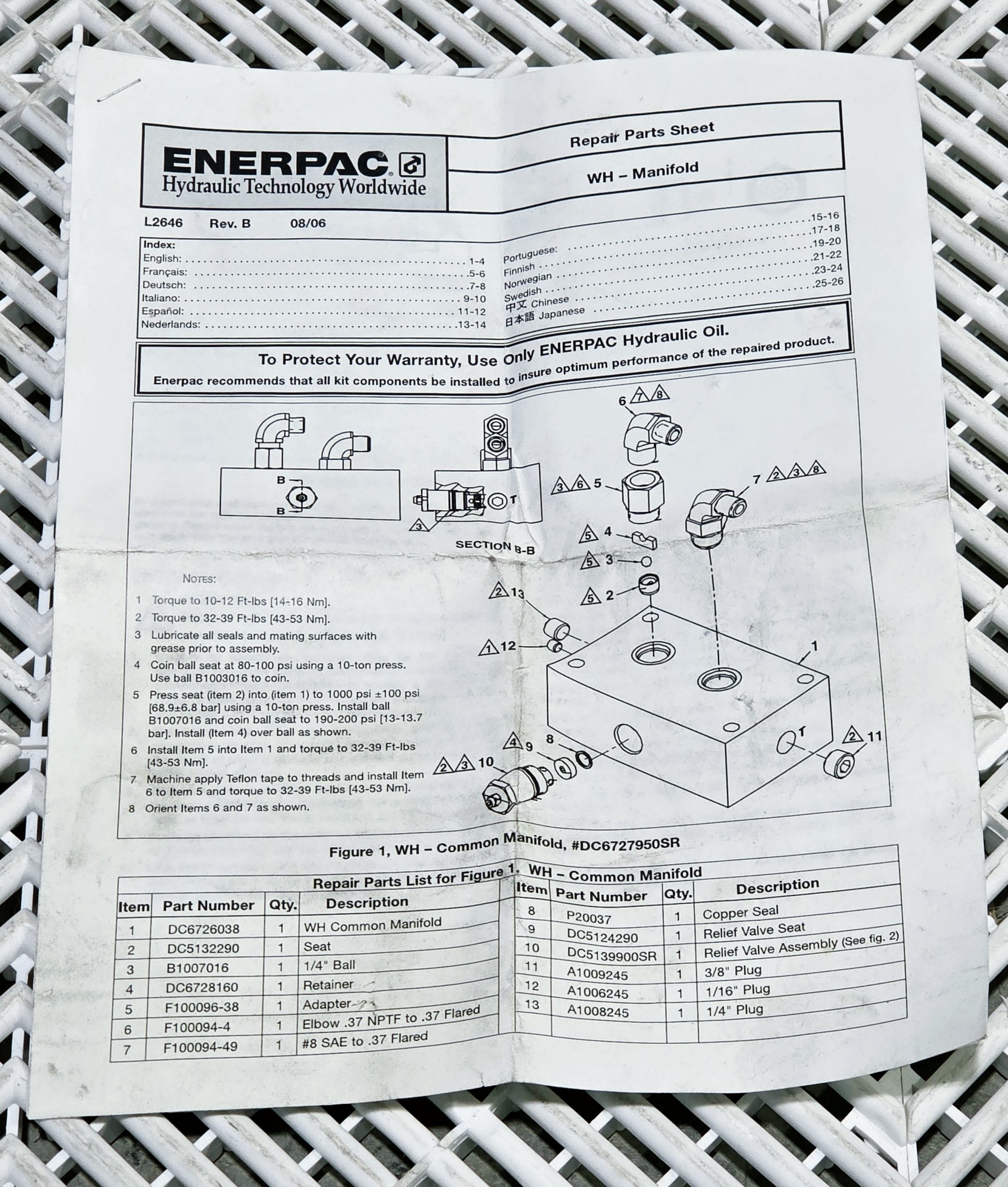 Enerpac DC6727950SR WH Hydraulic Manifold Assembly w/ Fittings New - New - Image 20