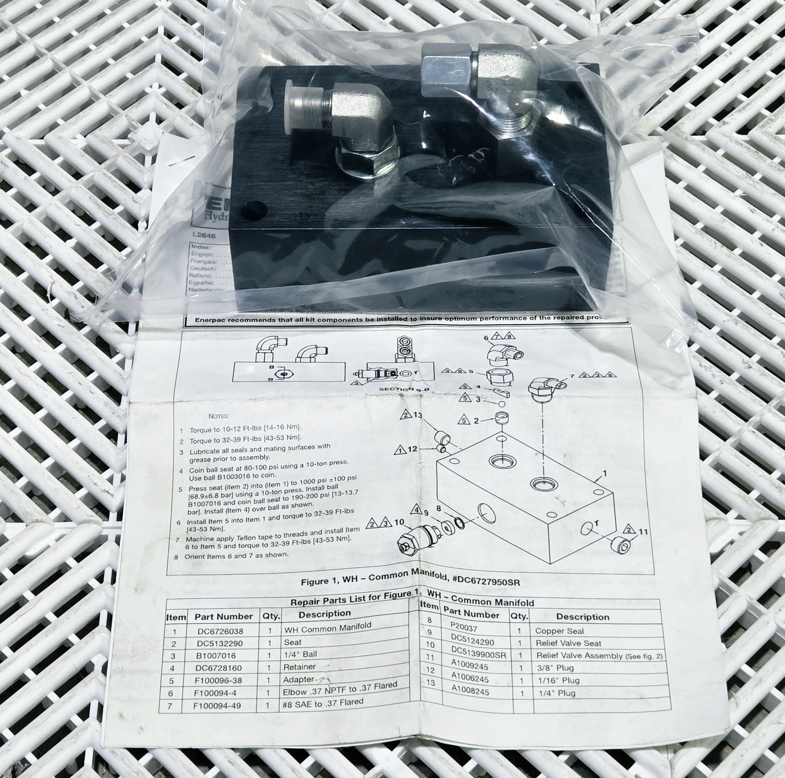 Enerpac DC6727950SR WH Hydraulic Manifold Assembly w/ Fittings New - New - Image 4