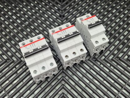 Lot of 3 ABB Circuit Breakers S203-D4, S203-D1, S202-C4, 230-400 VAC - Used