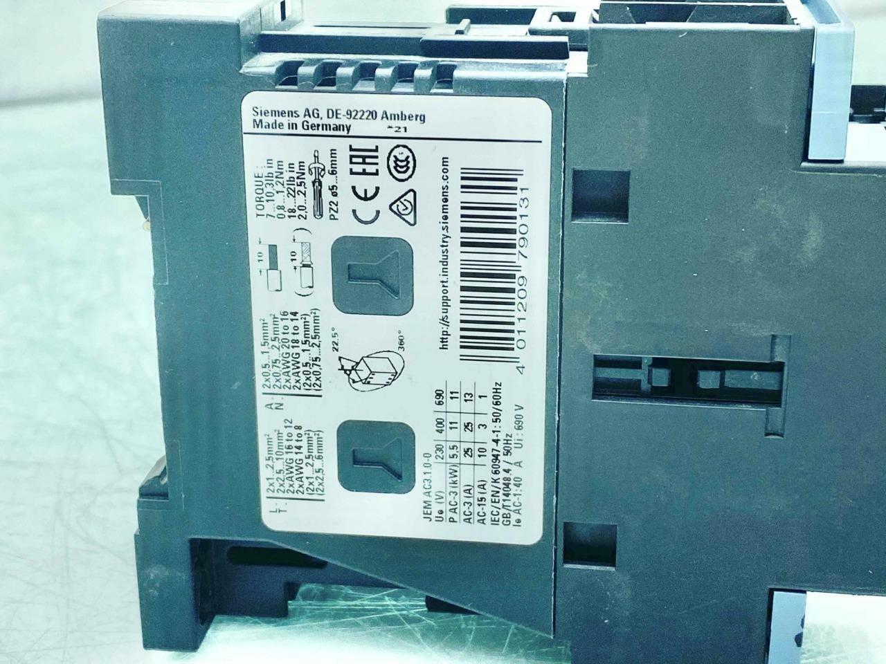 Siemens 3RT2026-1BB40 Contactor 24DC 3-Phase 400 VAC 1 NO 1 NC - Used - Image 6