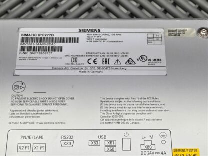 Siemens 6AV7881-1AA00-2DA0 Touch Screen HMI NanoPanel PC 7-inch, USA Stock - Used - Image 5