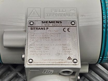 Siemens Sitrans P 7MF4033-1DA10-1AC7-Z Pressure Transmitter - Used - Image 20