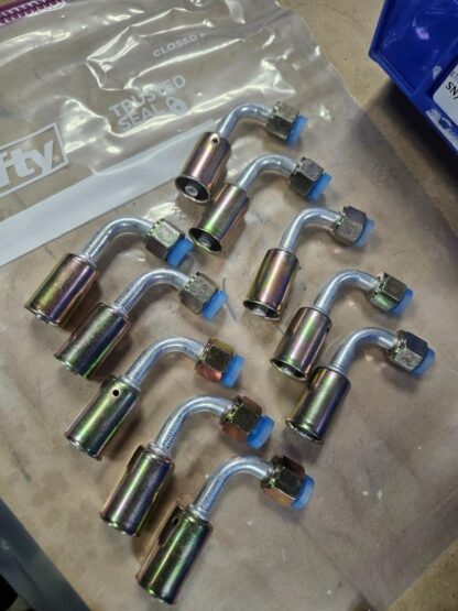 (10) Elbow -6 AN (3/8") Crimp On Hose to 5/8"-18 Female Beadlock A/C Fittings - New - Image 8