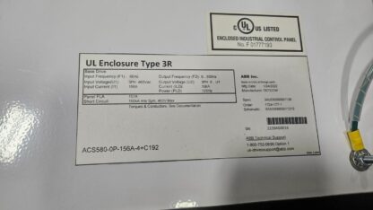 2022 ABB ACS580-0P-156A-4+C192 Enclosed VFD AC Drive 125 HP / 460V Three Phase - Used - Image 4