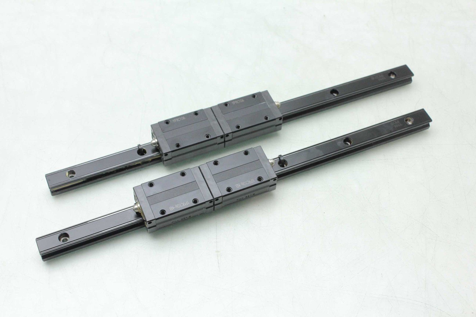 4 THK SSR15 Caged Ball Linear Bearings 2 Stainless Steel Linear Rails 330mm - Used