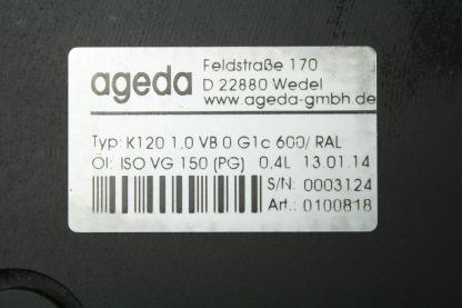 Ageda K120 10 VB0G1c600RAL Right Angle Gearhead 25mm Shaft Size 11 Used 181803430846 6
