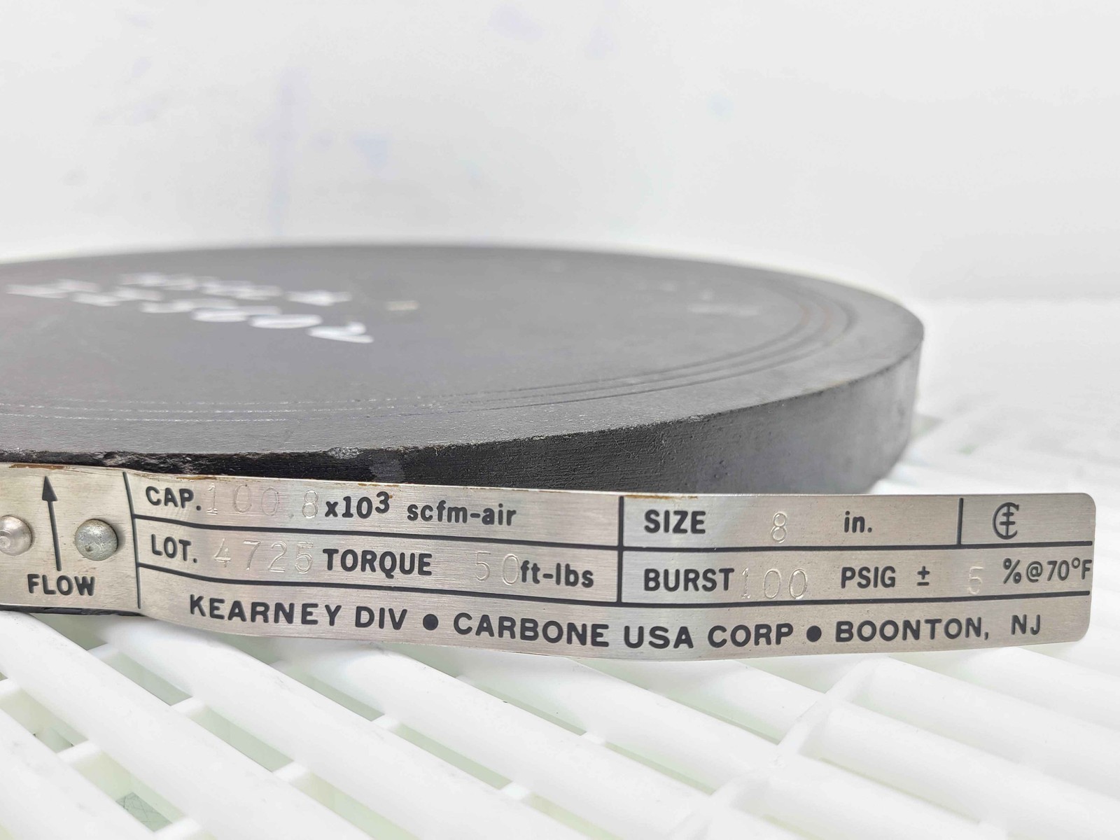 Carbone 8" Graphite Rupture Disc 100PSiG, 100.8x10^3 scfm-air - Used - Image 3