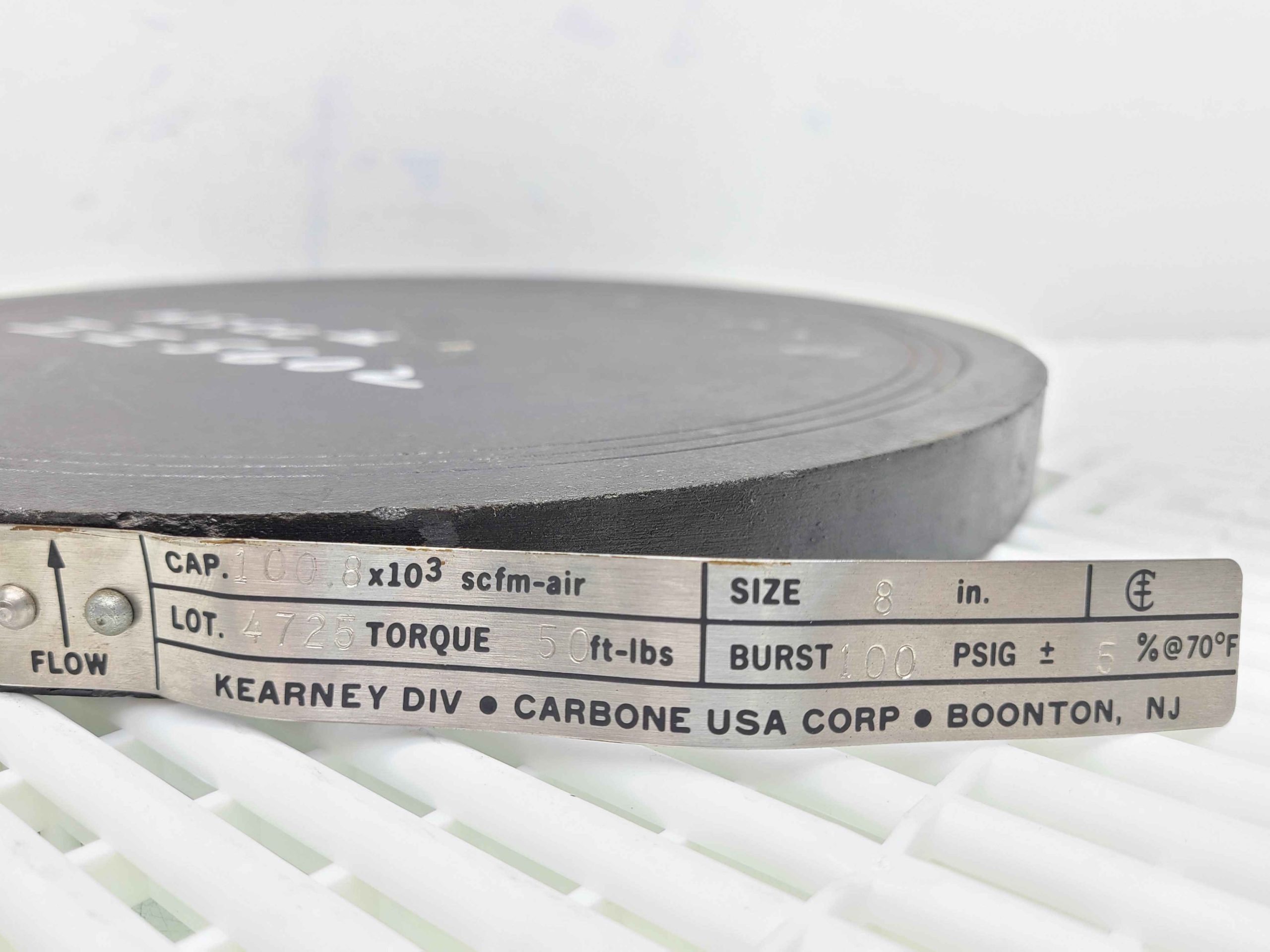Carbone 8" Graphite Rupture Disc 100PSiG, 100.8x10^3 scfm-air - Used - Image 7