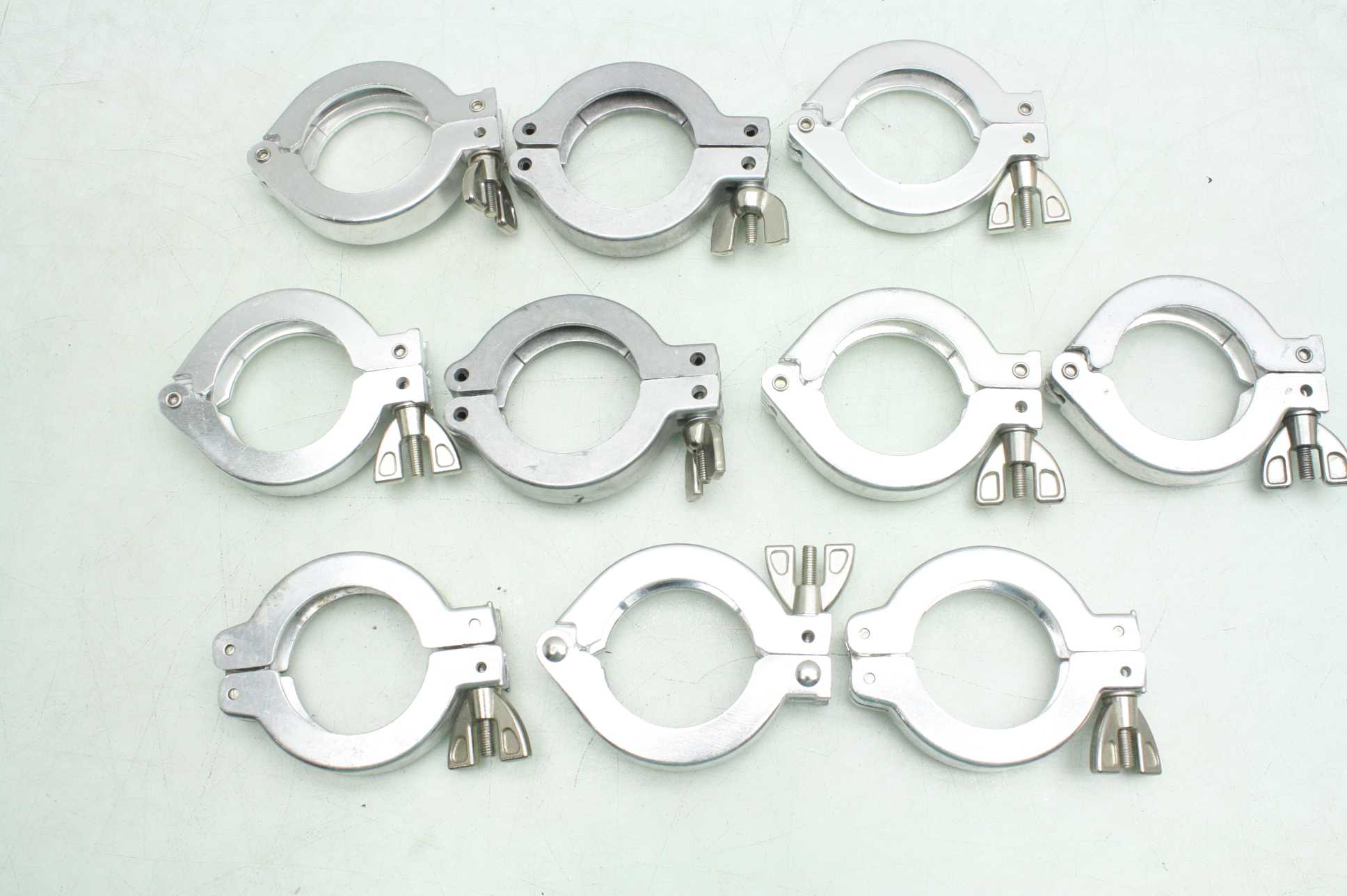 Lot of 10 Aluminum Sanitary Clamps / 2" / 2 Inches - Used - Image 9